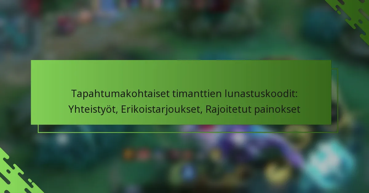 Tapahtumakohtaiset timanttien lunastuskoodit: Yhteistyöt, Erikoistarjoukset, Rajoitetut painokset