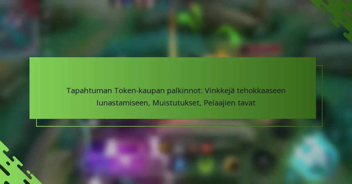 Tapahtuman Token-kaupan palkinnot: Vinkkejä tehokkaaseen lunastamiseen, Muistutukset, Pelaajien tavat
